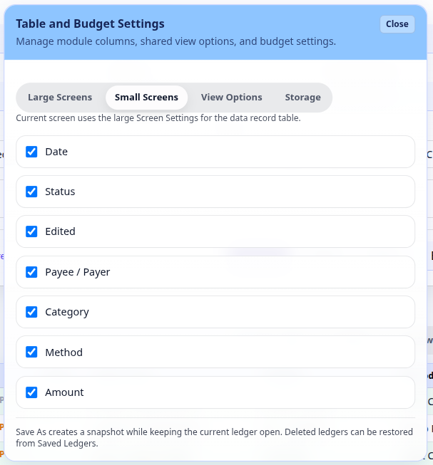 Small-screen columns